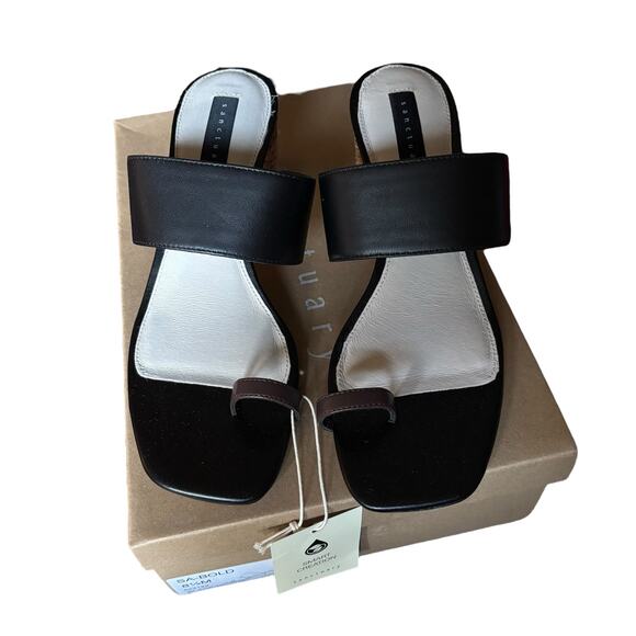 NWB Sanctuary Bold Toe Loop Leather Block Heel Sandals – Tan Lion –Women’s 8.5 M - Picture 3 of 7